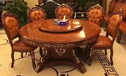 雕刻贴金手动餐桌